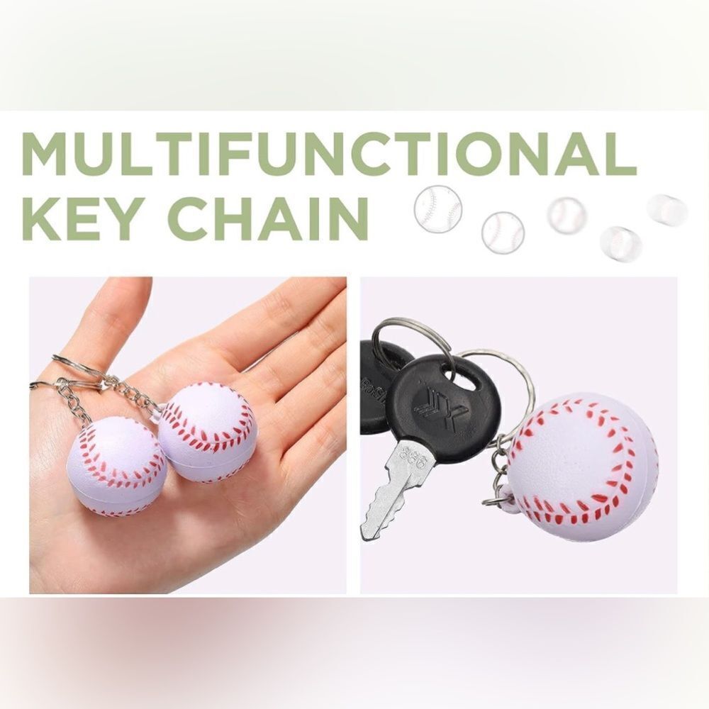 NWOT. Baseball Keychain includes Heart Shape Silver Medal Spring Snap Cl… - Picture 5 of 7